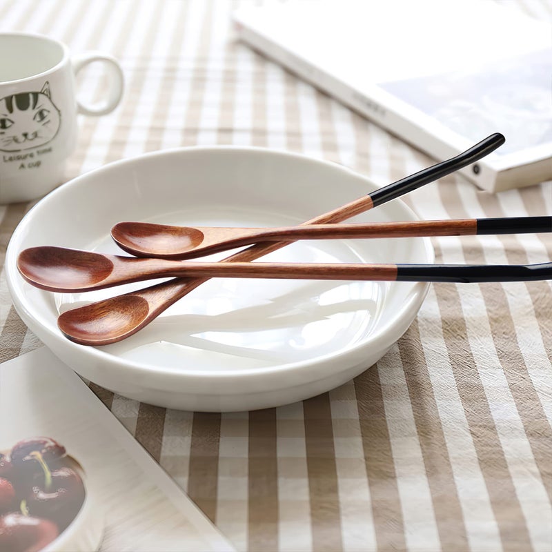 AOOSY Wooden Long Tea Spoons  AOOSY 9.13 inches 10 Pieces 100% Natural Wood Long Handle Drink Spoons Cocktail Stirrer Swizzle Sticks - Image 2